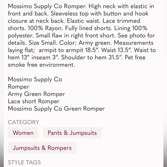 Mossimo Supply Co Romper, women’s si: small. Used, in great condition! - Picture 14 of 14